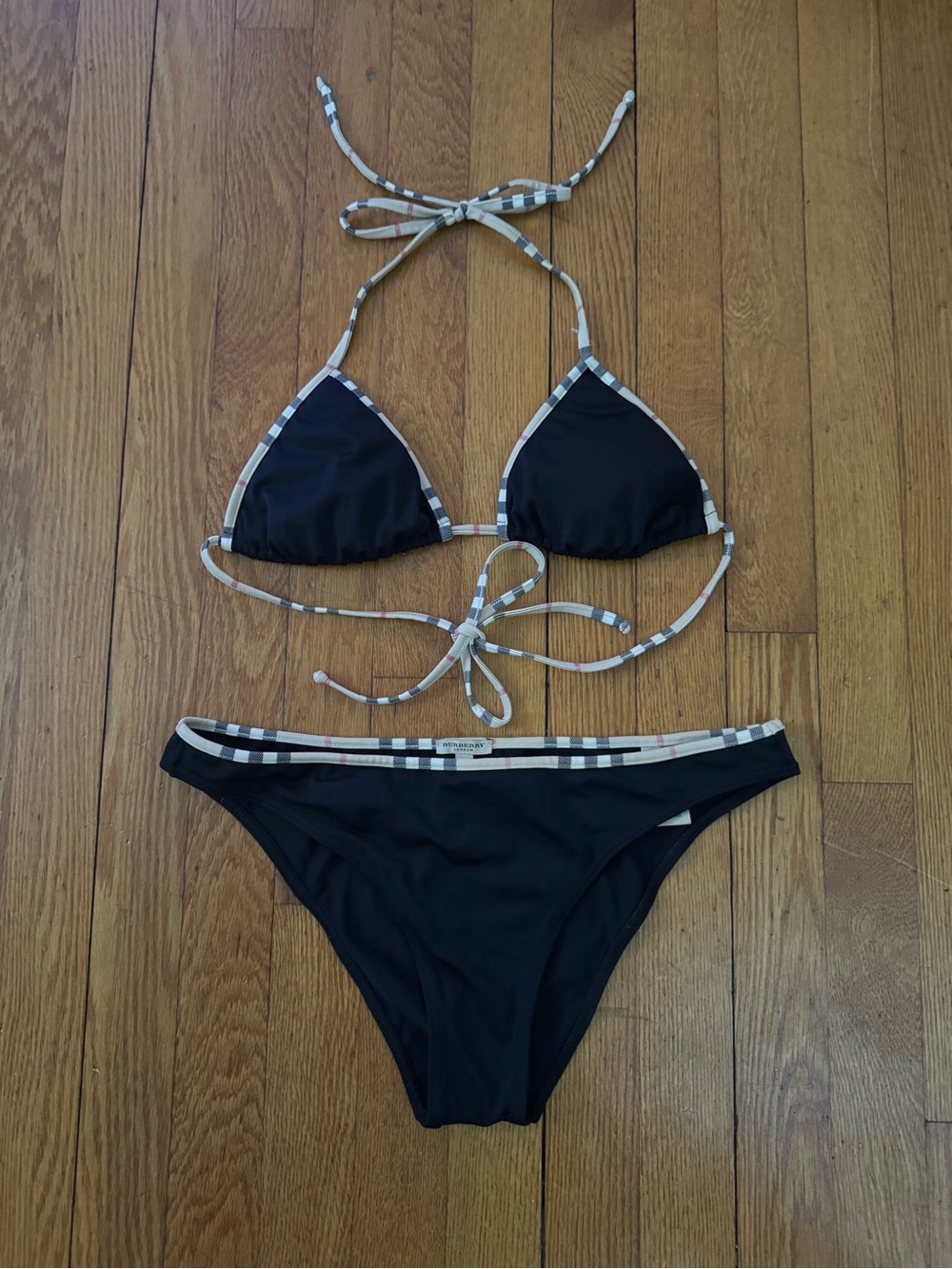 Burberry Black Bikini with Signature Check Trim